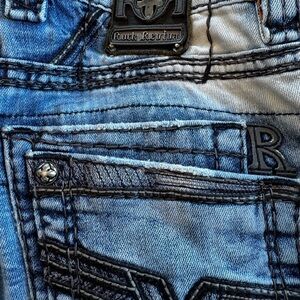 Rock Revival Blue and Orange Denim Jeans